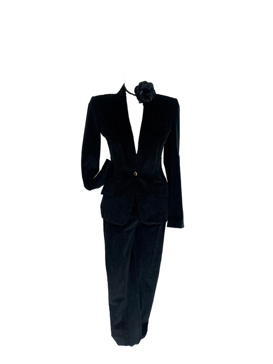 Dolce&Gabbana Black Velvet Evening Suit with Cigarette Pants